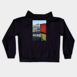 Rubic Cube painted on a WWII tank defence block - Bamburgh, UK Kids Hoodie